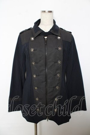 画像: ALGONQUINS / ナポレオンストライプジャケット 1 紺×黒 Y-25-10-25-108-AL-JA-SZ-ZY