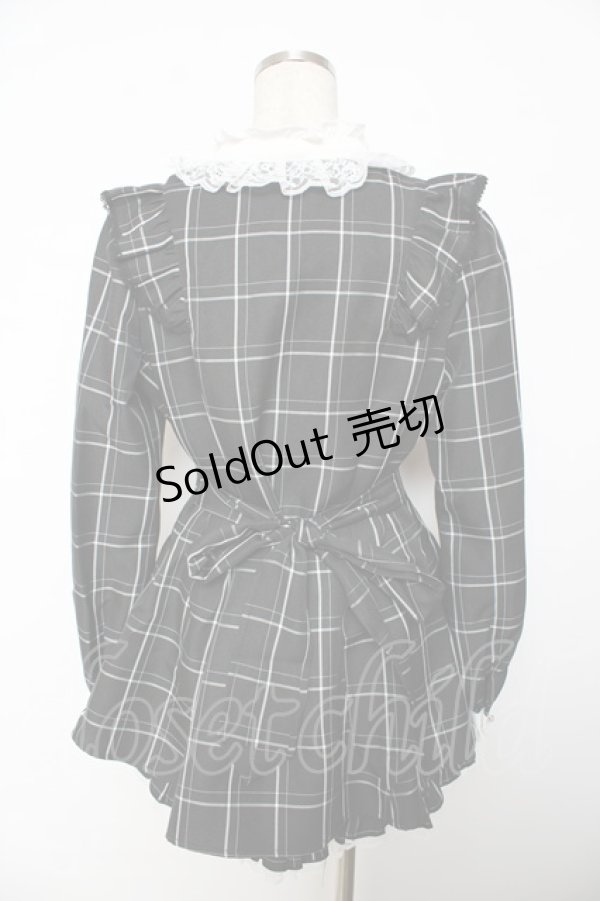 画像2: Secret Honey / アクセサリーリボンレースフリルセットアップ 2 黒チェック Y-25-10-25-111-CA-JA-SZ-ZY (2)