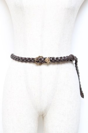 画像: axes femme / ローズバックル編みベルト  茶 Y-25-10-25-014-AX-ZA-SZ-ZY