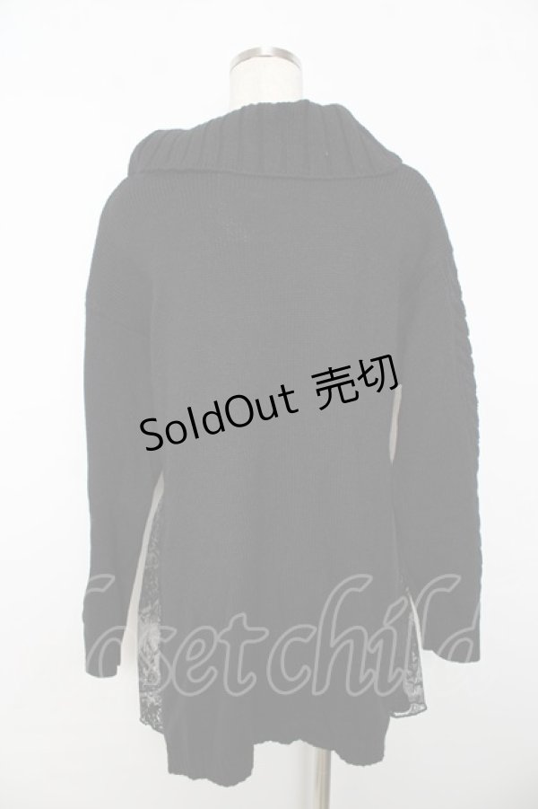 画像2: axes femme / サイドレースニットチュニ M 黒 Y-25-10-25-118-AX-OP-SZ-ZY (2)