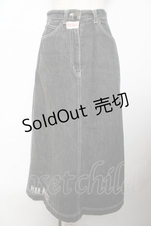 画像: PINK HOUSE / ロゴプリントデニムスカート  黒 Y-25-10-25-146-LO-SK-SZ-ZY