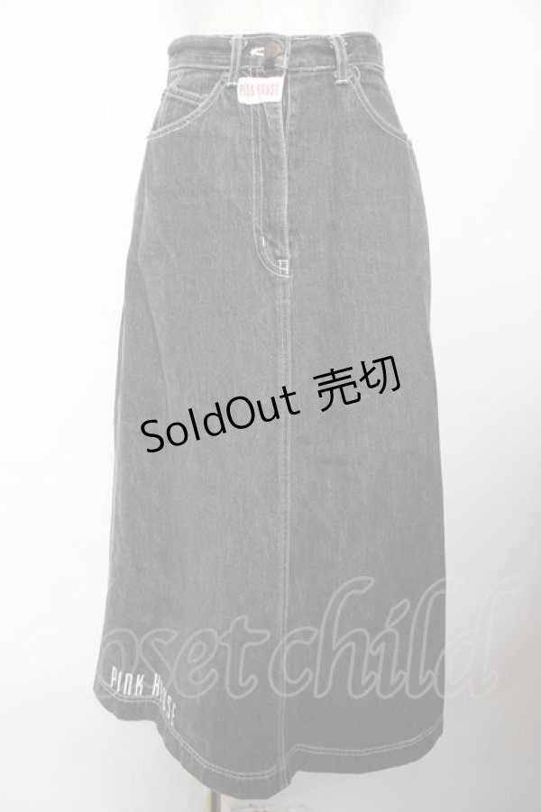 画像1: PINK HOUSE / ロゴプリントデニムスカート  黒 Y-25-10-25-146-LO-SK-SZ-ZY (1)