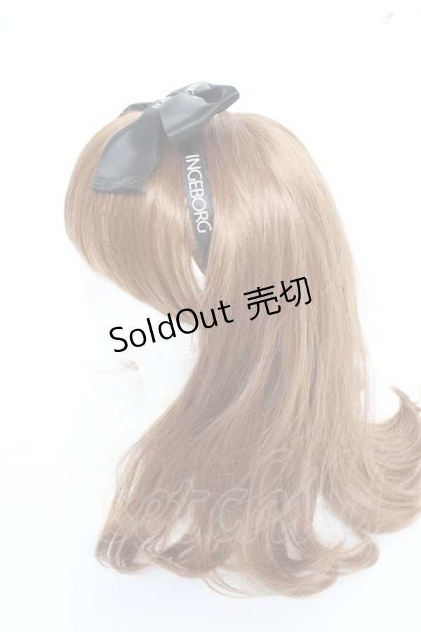 画像2: INGEBORG / ロゴリボンヘアカチューム  黒 Y-25-10-25-017-LO-AC-SZ-ZT486-F004 (2)