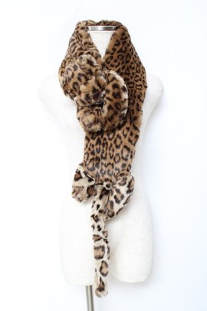 画像: WONDERFUL WORLD / ヒョウモチーフマフラー  ブラウン Y-25-10-25-022-LO-ZA-SZ-ZY