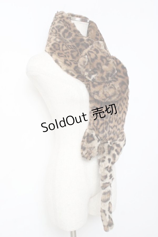 画像2: WONDERFUL WORLD / ヒョウモチーフマフラー  ブラウン Y-25-10-25-022-LO-ZA-SZ-ZY (2)