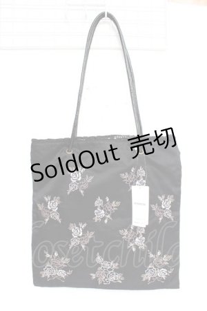 画像: axes femme / ブーケ刺繍トートバッグ  黒 Y-25-10-25-025-AX-BG-SZ-ZT501