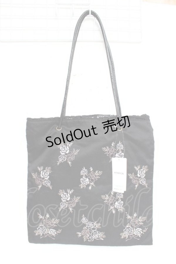 画像1: axes femme / ブーケ刺繍トートバッグ  黒 Y-25-10-25-025-AX-BG-SZ-ZT501 (1)
