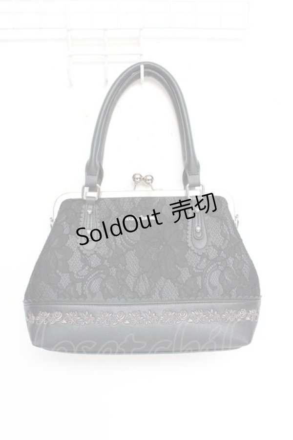 画像1: axes femme / レース重ねがま口ボストン  黒 Y-25-10-25-027-AX-BG-SZ-ZY (1)