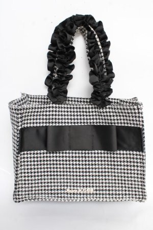 画像: Maison de FLEUR / 千鳥格子 フリルハンドルトートSバッグ F 黒 Y-25-10-28-045-LO-BG-SZ-ZY