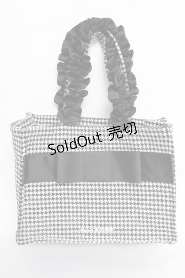 画像1: Maison de FLEUR / 千鳥格子 フリルハンドルトートSバッグ F 黒 Y-25-10-28-045-LO-BG-SZ-ZT501 (1)
