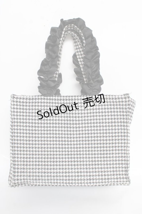 画像2: Maison de FLEUR / 千鳥格子 フリルハンドルトートSバッグ F 黒 Y-25-10-28-045-LO-BG-SZ-ZT501 (2)