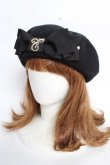 画像1: Enchantlic Enchantilly / Cat Earsロゴ刺繍サマーベレー帽  ブラック Y-25-10-28-052-LO-AC-SZ-ZY (1)