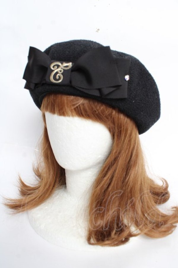 画像1: Enchantlic Enchantilly / Cat Earsロゴ刺繍サマーベレー帽  ブラック Y-25-10-28-052-LO-AC-SZ-ZY (1)
