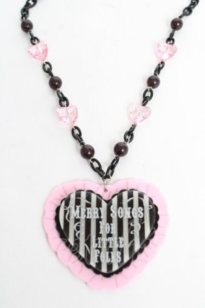 画像: Angelic Pretty / MELODY TOYSハートネックレス（2022年）  ブラック×ピンク Y-25-10-28-005-AP-AC-SZ-ZY