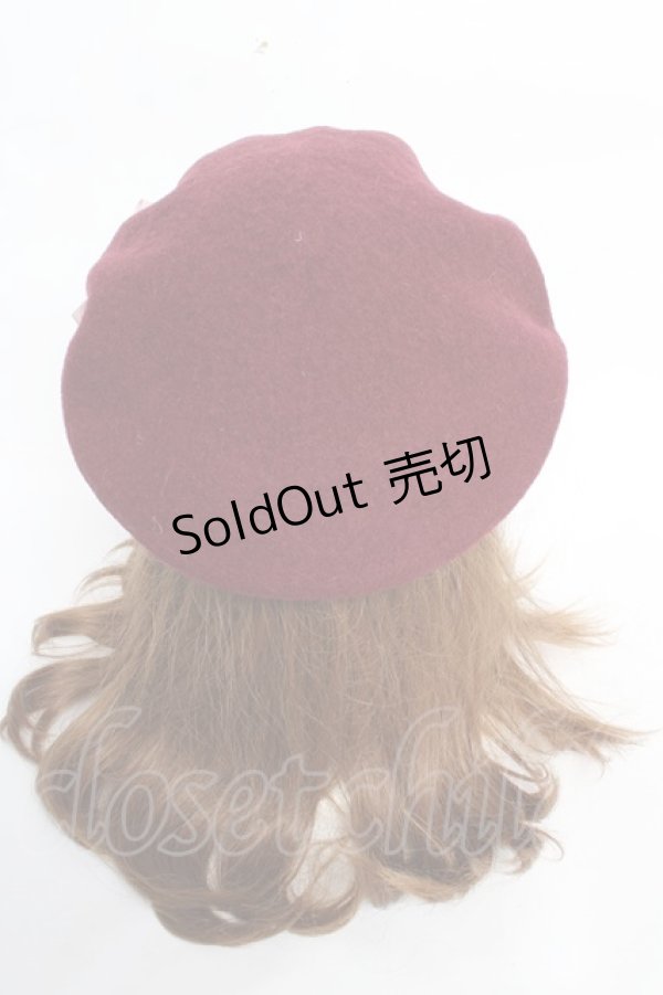 画像3: Amavel / 月夜の狐と寒椿和風ベレー帽  ボルドー Y-25-10-28-055-CA-AC-SZ-ZY (3)