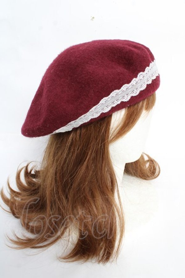 画像4: Amavel / 月夜の狐と寒椿和風ベレー帽  ボルドー Y-25-10-28-055-CA-AC-SZ-ZY (4)