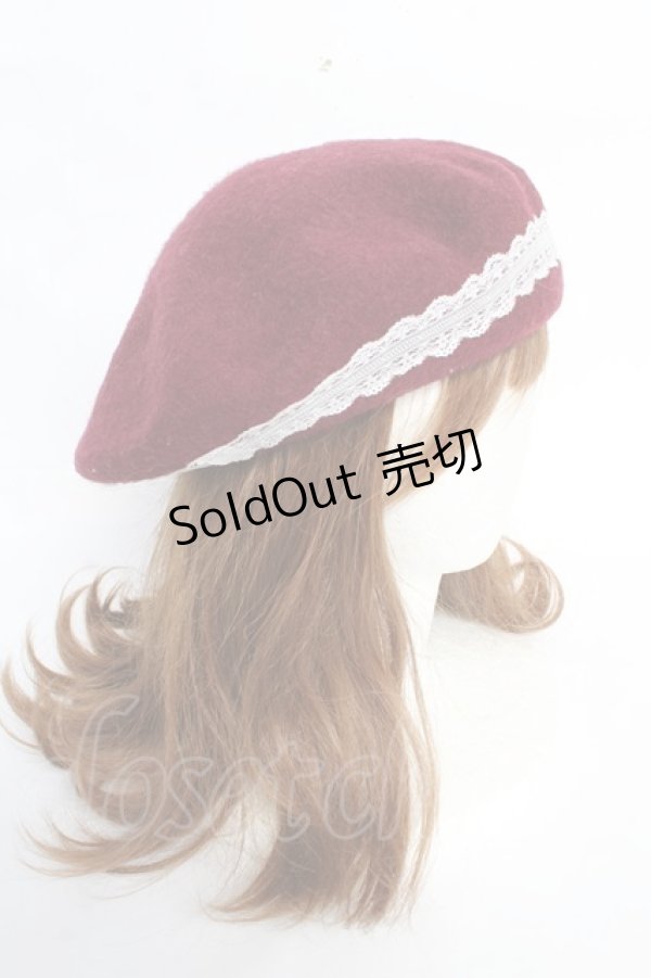 画像4: Amavel / 月夜の狐と寒椿和風ベレー帽  ボルドー Y-25-10-28-055-CA-AC-SZ-ZY (4)