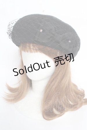 画像: Enchantlic Enchantilly / 麗らかなリボンチュールサマーベレー帽  ブラック Y-25-10-28-056-LO-AC-SZ-ZTK048