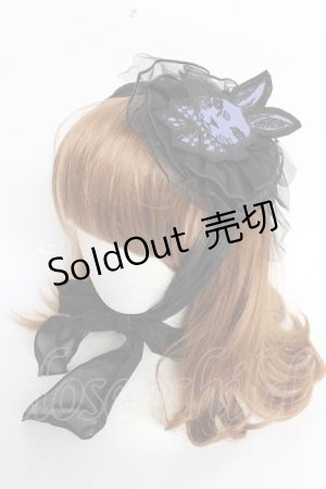 画像: ALGONQUINS / うさぎワッペン丸形ヘッドドレス  黒×紫 Y-25-10-28-060-AL-AC-SZ-ZY