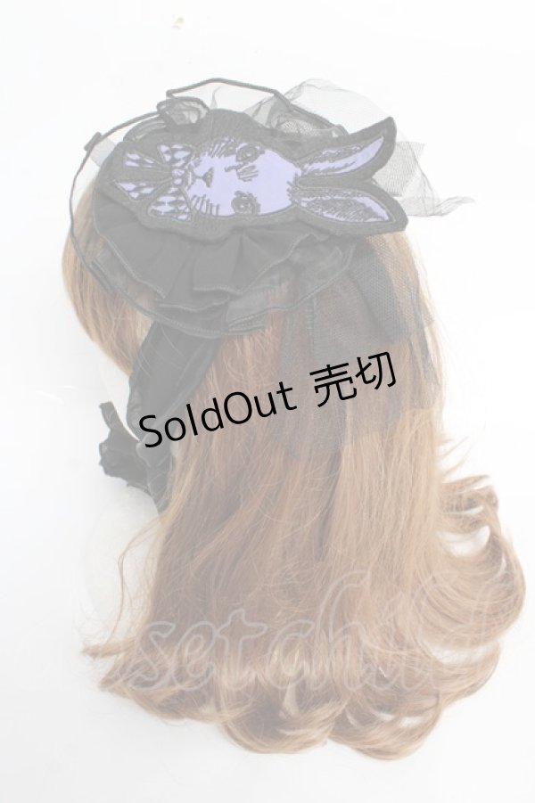 画像2: ALGONQUINS / うさぎワッペン丸形ヘッドドレス  黒×紫 Y-25-10-28-060-AL-AC-SZ-ZY (2)