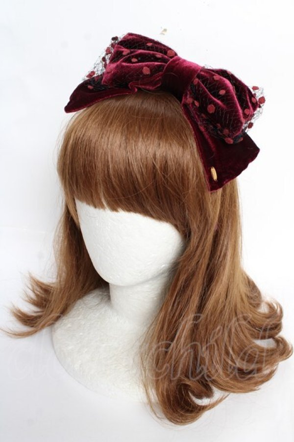 画像1: Angelic Pretty / Velvet Ribbonカチューシャ  ワイン Y-25-10-28-065-AP-AC-SZ-ZY (1)