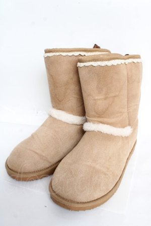 画像: axes femme / レースアップムートンブーツ L ベージュ Y-25-10-28-066-AX-SH-SZ-ZY