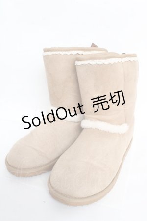 画像: axes femme / レースアップムートンブーツ L ベージュ Y-25-10-28-066-AX-SH-SZ-ZT-K001
