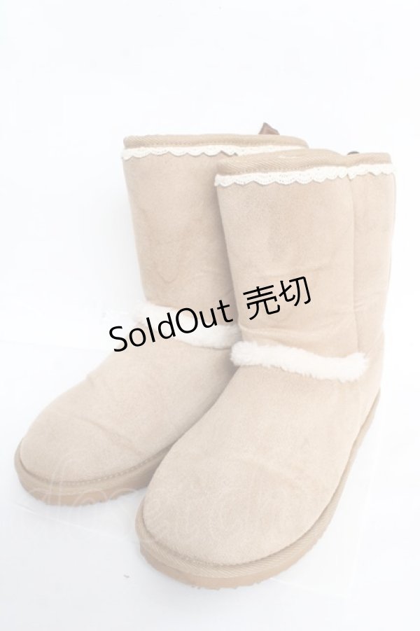 画像1: axes femme / レースアップムートンブーツ L ベージュ Y-25-10-28-066-AX-SH-SZ-ZT-K001 (1)