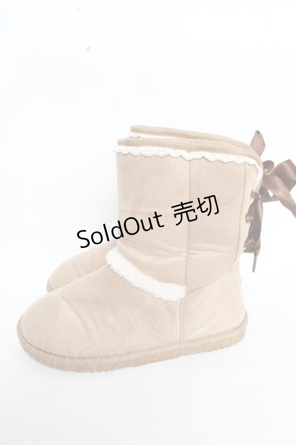 画像2: axes femme / レースアップムートンブーツ L ベージュ Y-25-10-28-066-AX-SH-SZ-ZT-K001 (2)