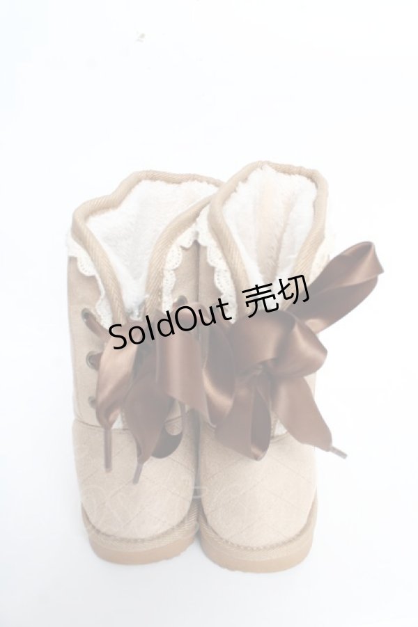 画像3: axes femme / レースアップムートンブーツ L ベージュ Y-25-10-28-066-AX-SH-SZ-ZT-K001 (3)