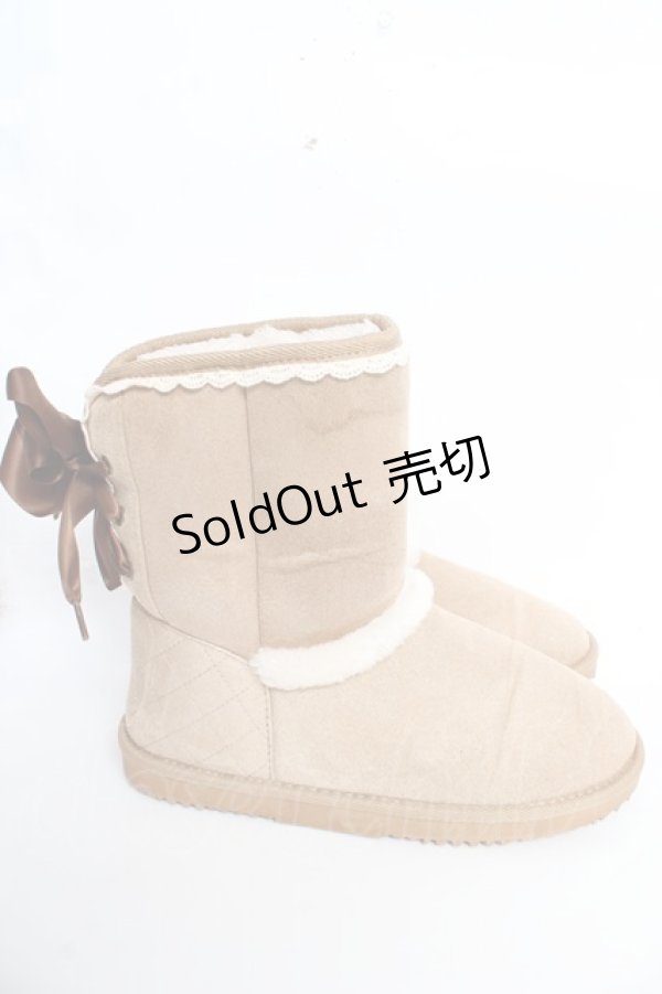 画像4: axes femme / レースアップムートンブーツ L ベージュ Y-25-10-28-066-AX-SH-SZ-ZT-K001 (4)