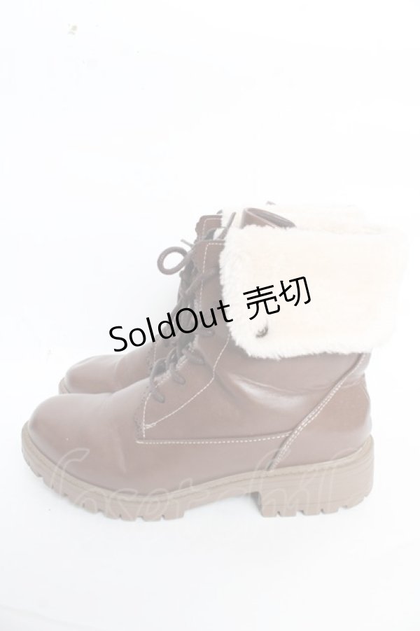 画像2: axes femme / 配色ファースノーブーツ L 茶 Y-25-10-28-067-AX-SH-SZ-ZT-K002 (2)