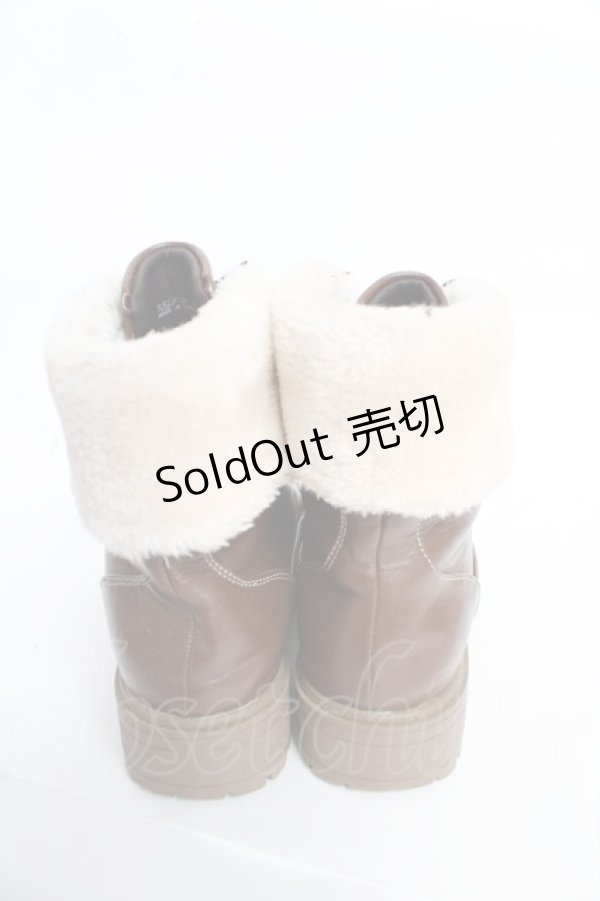 画像3: axes femme / 配色ファースノーブーツ L 茶 Y-25-10-28-067-AX-SH-SZ-ZT-K002 (3)