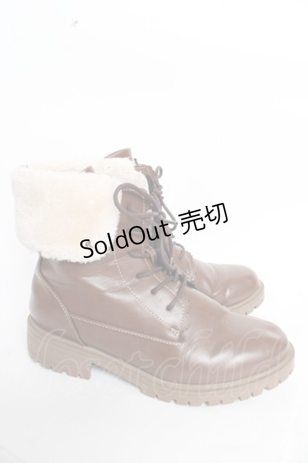 画像4: axes femme / 配色ファースノーブーツ L 茶 Y-25-10-28-067-AX-SH-SZ-ZT-K002 (4)