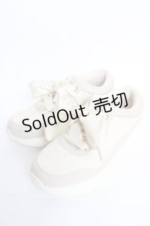 画像: 【SALE】m petit by misako / レーススニーカー M 中白 Y-25-10-28-068-LO-SH-SZ-ZTK002