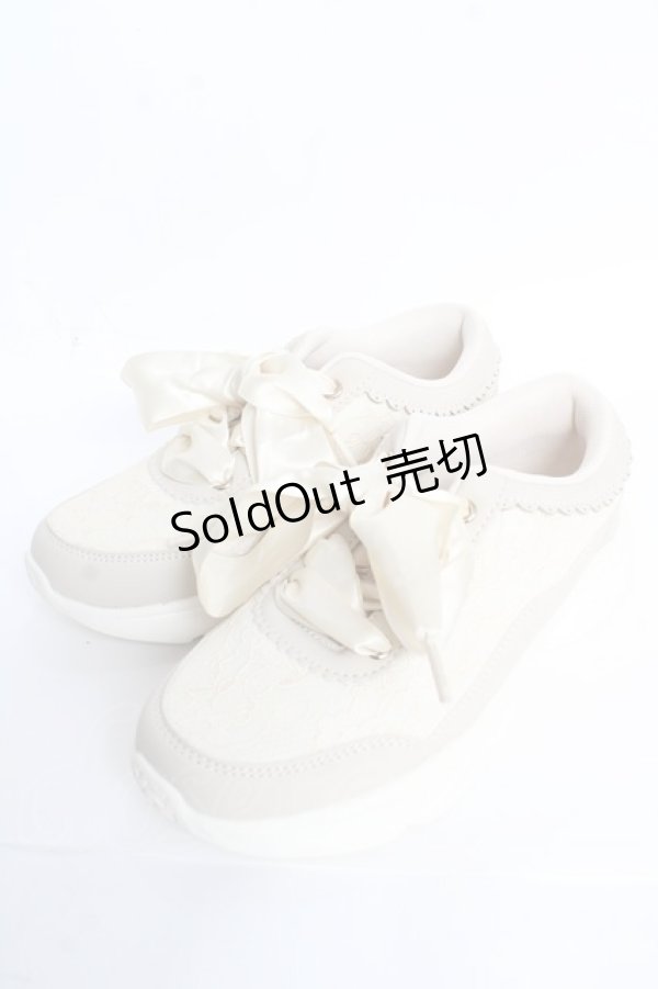 画像1: 【SALE】m petit by misako / レーススニーカー M 中白 Y-25-10-28-068-LO-SH-SZ-ZTK002 (1)
