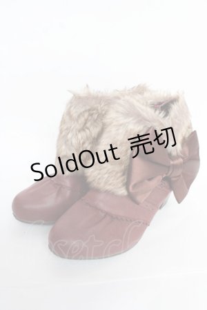 画像: axes femme / ファー付きブーティー M ワイン Y-25-10-28-070-AX-SH-SZ-ZY