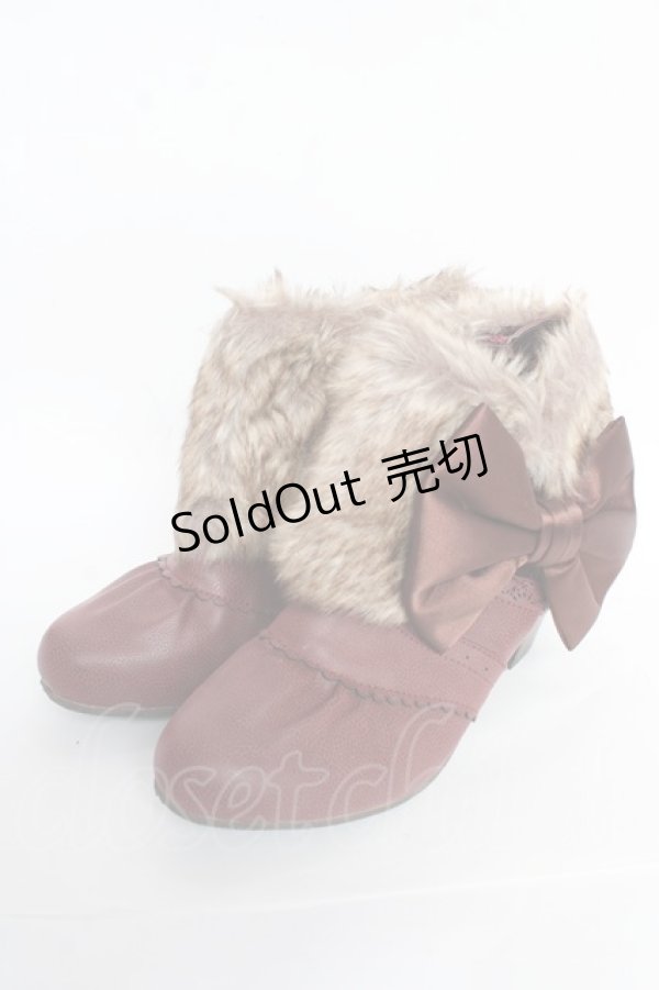 画像1: axes femme / ファー付きブーティー M ワイン Y-25-10-28-070-AX-SH-SZ-ZY (1)