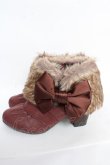 画像2: axes femme / ファー付きブーティー M ワイン Y-25-10-28-070-AX-SH-SZ-ZY (2)