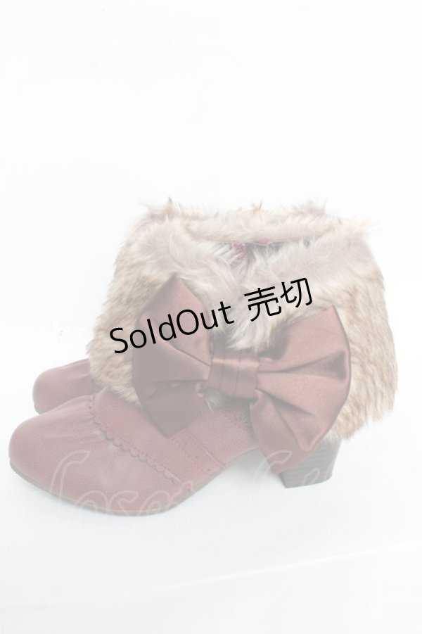 画像2: axes femme / ファー付きブーティー M ワイン Y-25-10-28-070-AX-SH-SZ-ZY (2)