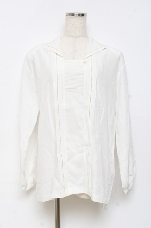 画像1: PINK HOUSE / トライアングルカラーのタック入りブラウス F 白 Y-25-10-28-072-LO-BL-SZ-ZY (1)