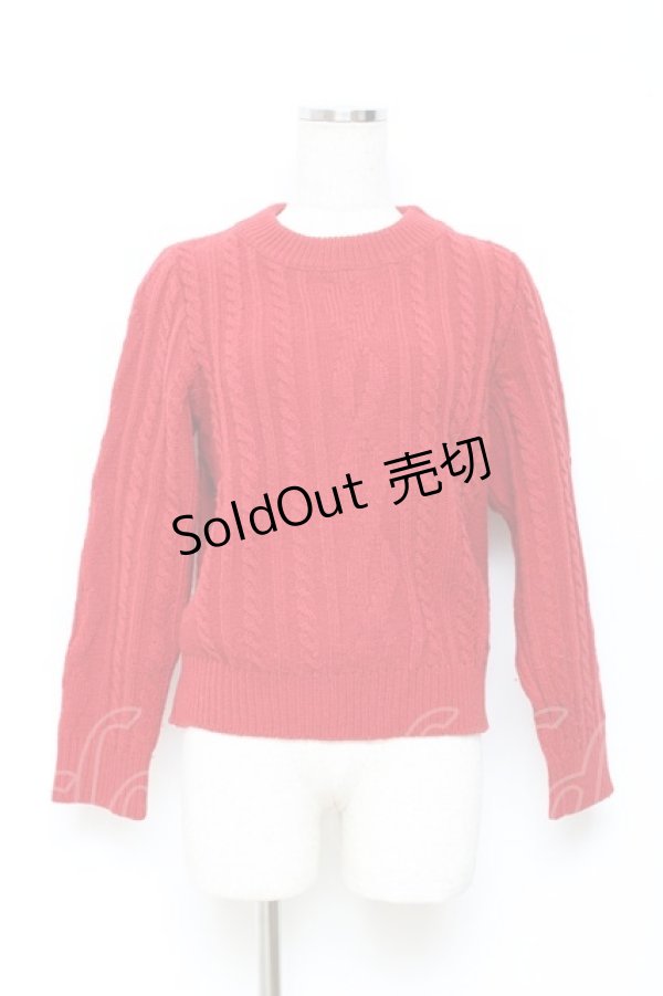 画像1: Jane Marple Dans Le Salon / ケーブルニット M 赤 Y-25-10-28-074-JM-TO-SZ-ZY (1)