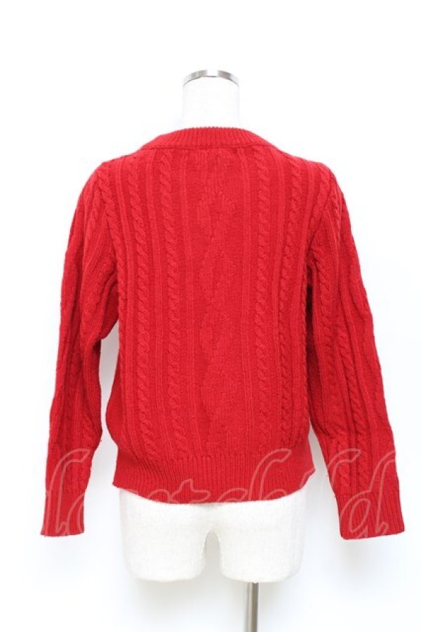 画像2: Jane Marple Dans Le Salon / ケーブルニット M 赤 Y-25-10-28-074-JM-TO-SZ-ZY (2)