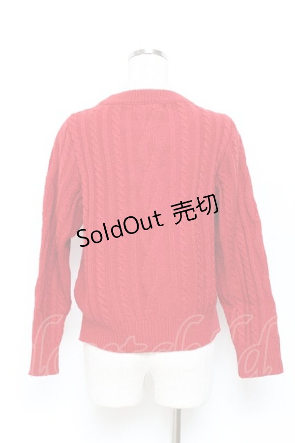 画像2: Jane Marple Dans Le Salon / ケーブルニット M 赤 Y-25-10-28-074-JM-TO-SZ-ZY (2)