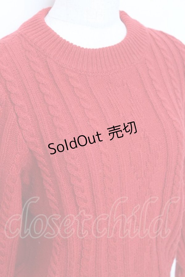 画像3: Jane Marple Dans Le Salon / ケーブルニット M 赤 Y-25-10-28-074-JM-TO-SZ-ZY (3)