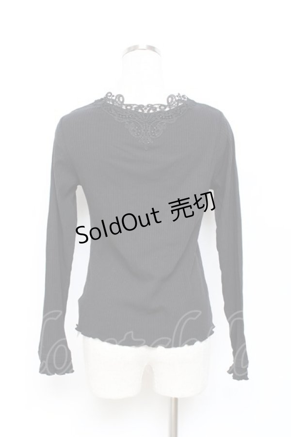 画像2: axes femme / モチーフレースリブプルオーバー M 黒 Y-25-10-28-078-AX-TO-SZ-ZY (2)