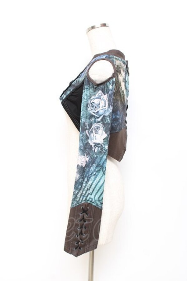 画像2: Rozen Kavalier / マスカレードプリントシュラグ  グリーン Y-25-10-28-080-OO-TO-SZ-ZY (2)