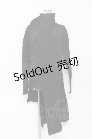 画像: Ozz conte / ドレープアシメシャツ  黒 Y-25-10-28-083-OO-TO-SZ-ZY