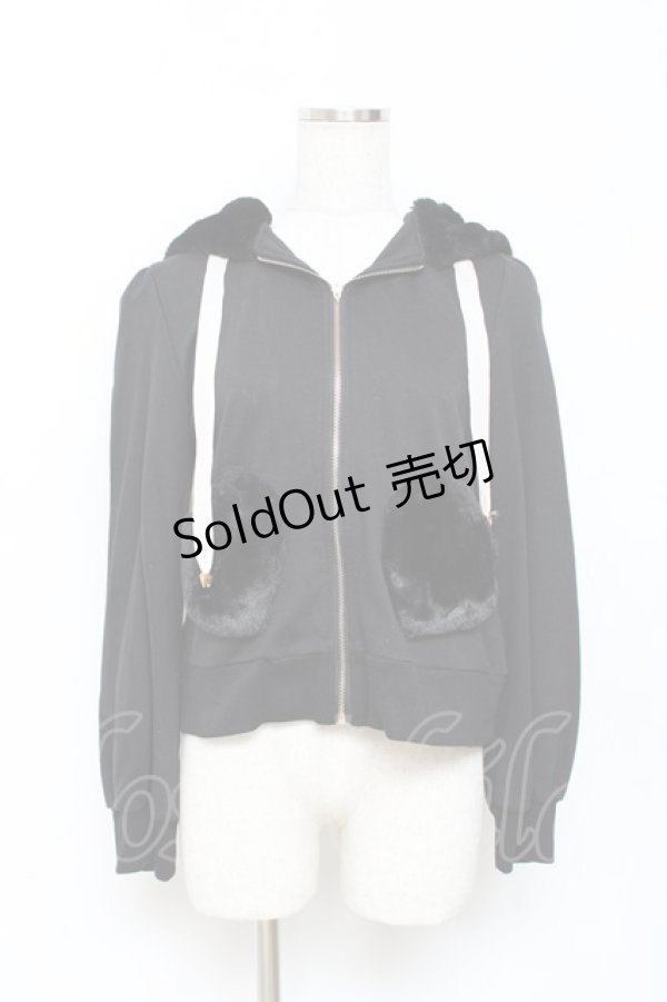 画像1: Secret Honey / うさ耳フードパーカー 2 黒 Y-25-10-28-086-CA-TO-SZ-ZY (1)