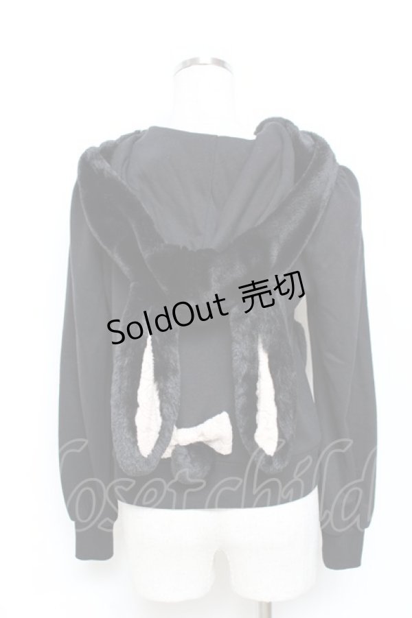 画像2: Secret Honey / うさ耳フードパーカー 2 黒 Y-25-10-28-086-CA-TO-SZ-ZY (2)